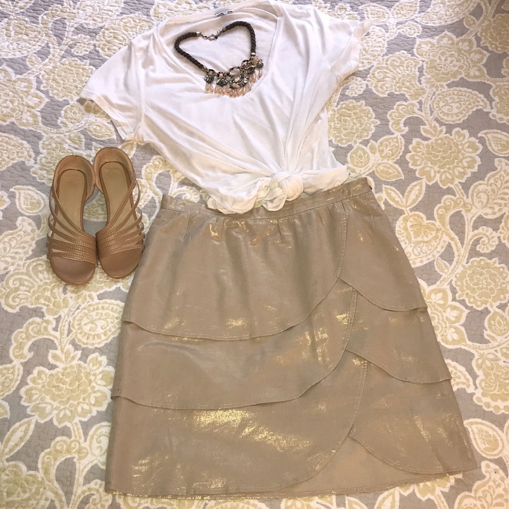 Anthropologie Gold Tulip Skirt Size 12